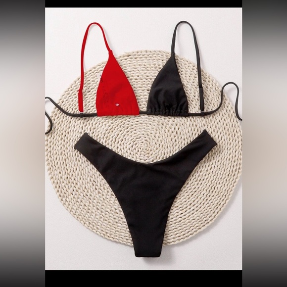 SHEIN Two Tone Micro Triangle Bikini Set - Picture 3 of 5